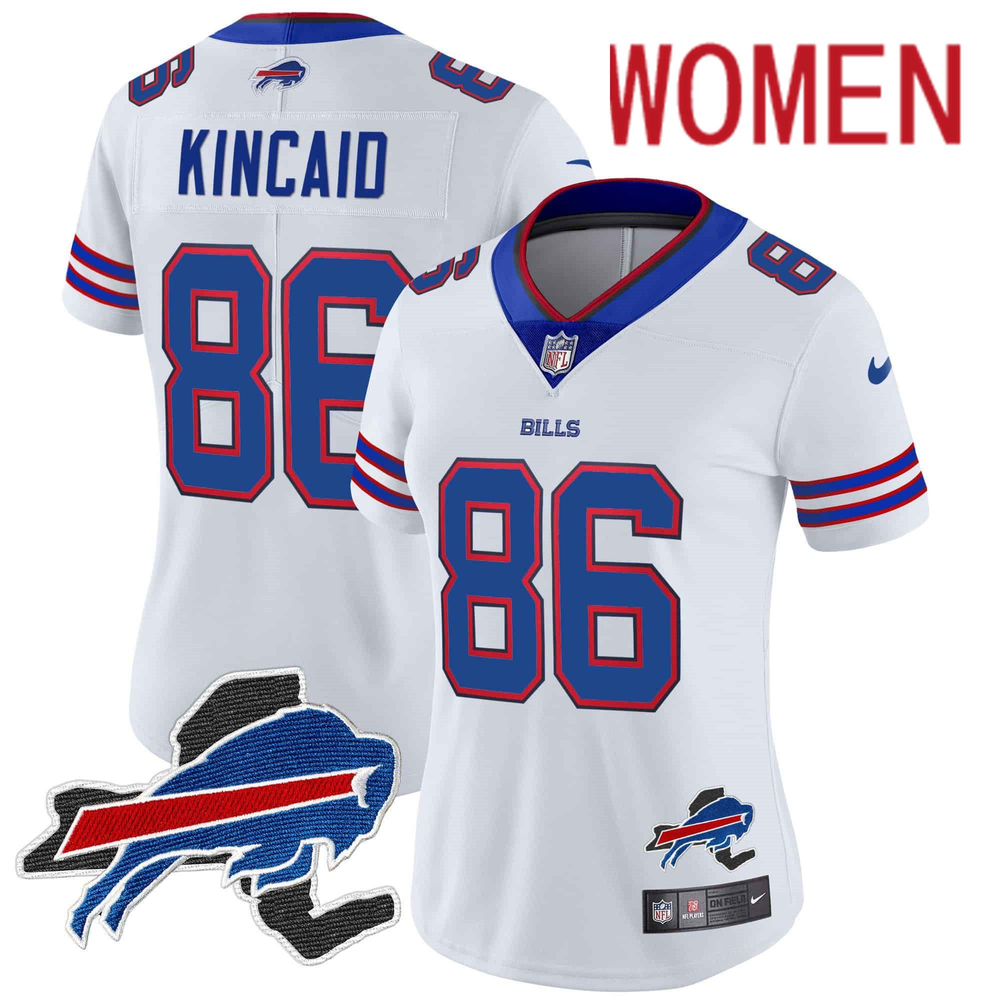 Women Buffalo Bills #86 Kincaid White 2024 Nike Patch Vapor Limited NFL Jersey
